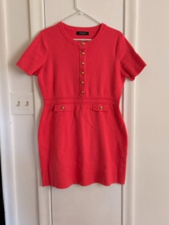 meerokeety Dresses & Skirts - MEROKEETY Coral Shift Dress – Size XL – Gold Button Detail – Work & Career Wear